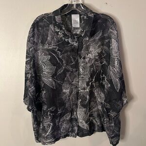 Lotus Eaters Floral Silk Blend Button Down Top